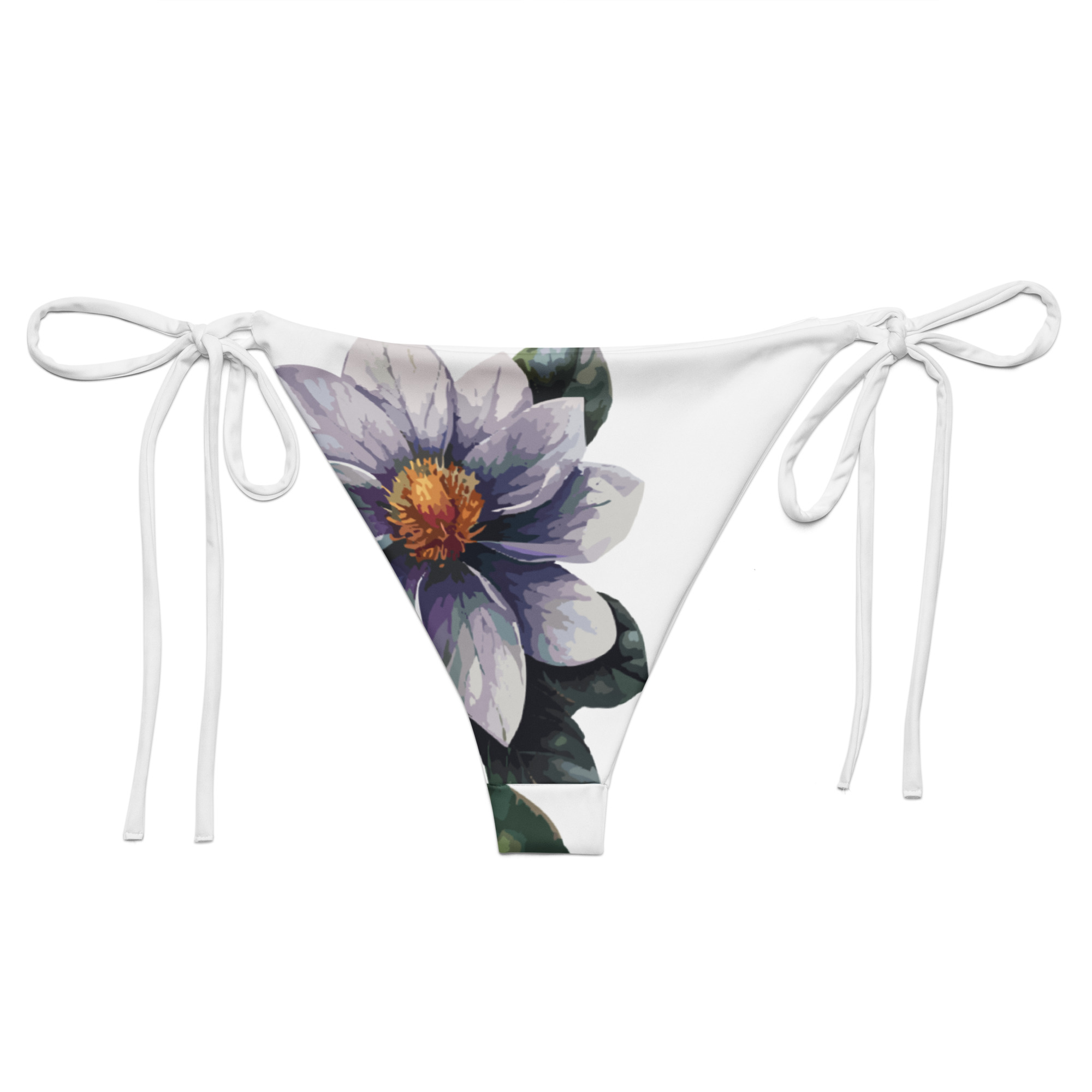 hand-drawn vector flower all-over print recycled string bikini bottom